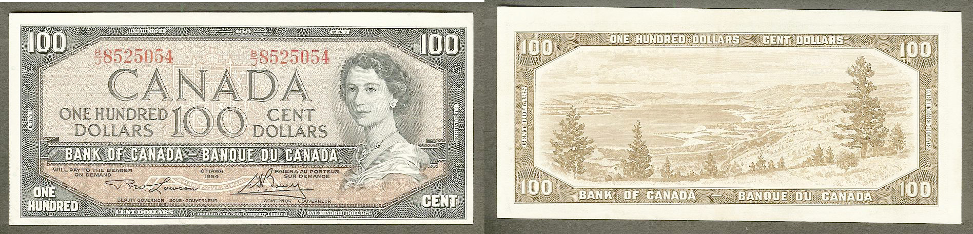 Canada $100 1954 Lawson/Bouey Unc
